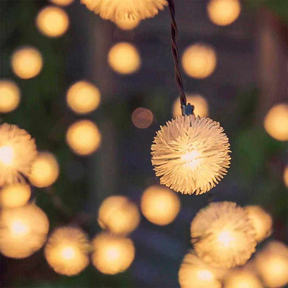 Pisca Cordão Natal Solar 20 Dente De Leão Leds Amarelo De 5m - 4