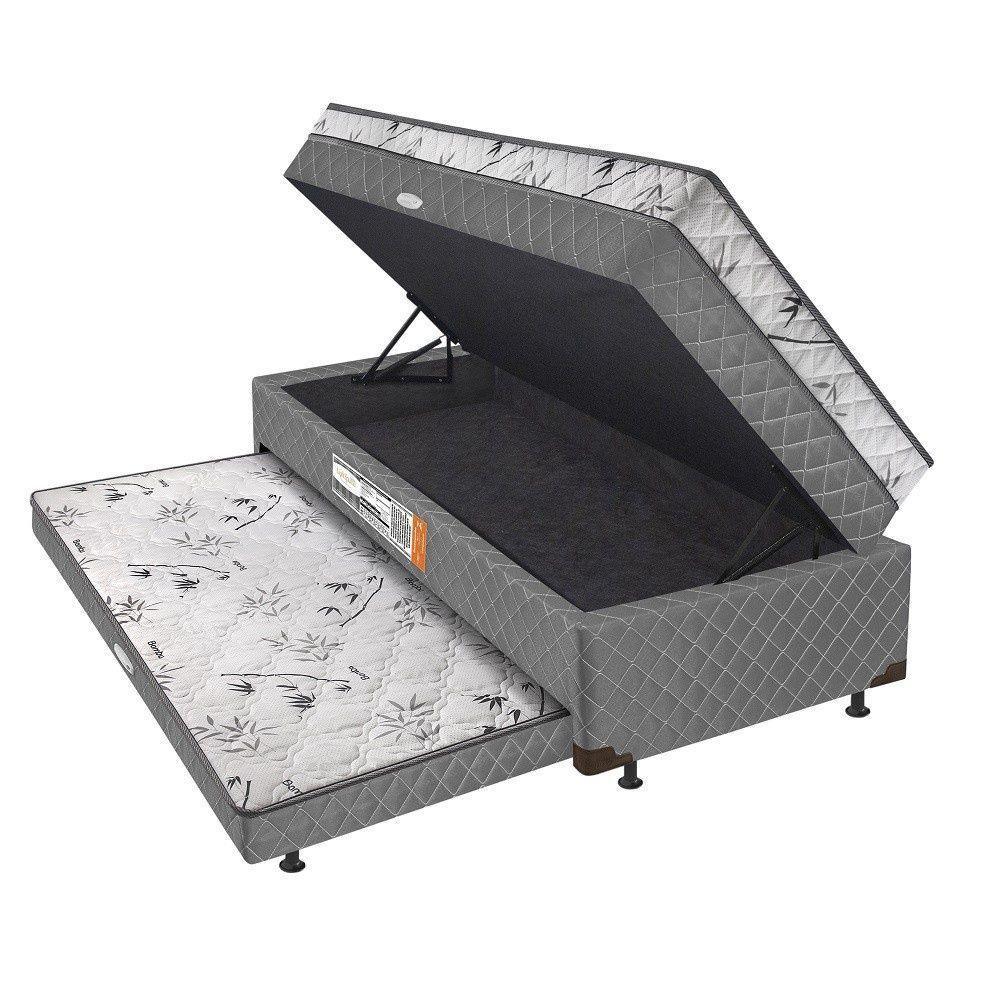 Bibox Solteiro Espuma Com Baú E Auxiliar 5cm Cinza - 1