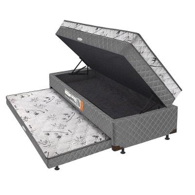 Bibox Solteiro Espuma Com Baú E Auxiliar 5cm Cinza