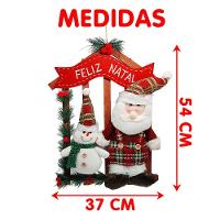Guirlanda Natalina De Madeira Enfeite Porta Papai Noel Neve - 3