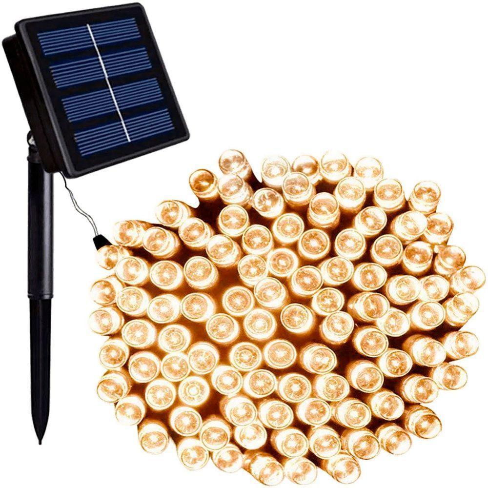 Pisca Cordão Externo Solar Natalino 100 Leds Amarelo De 10m - 5