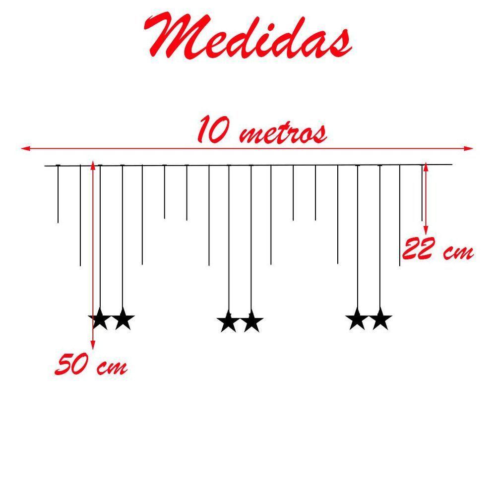 Pisca Cascata 405 Lâmpadas Leds Estrelas Branco De 220v 10m - 5