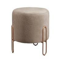 Puff Banqueta Mali Luxo Base Bronze Castellar Móbile Linho Cappuccino - 1