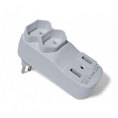 Adaptador De Tomada Plug 2 Saidas 2 Usbs Benjamin 10a Branca Bivolt