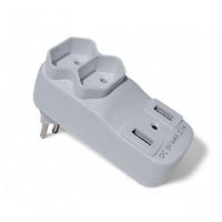Adaptador De Tomada Plug 2 Saidas 2 Usbs Benjamin 10a Branca Bivolt - 1