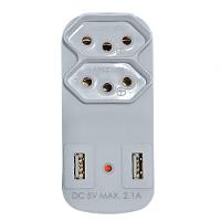 Adaptador De Tomada Plug 2 Saidas 2 Usbs Benjamin 10a Branca Bivolt - 7