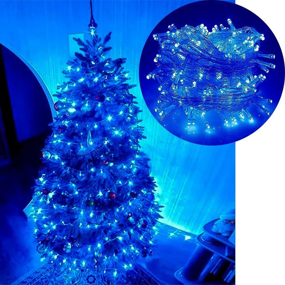Pisca Cordão Varal Natal 100 Lâmpadas Leds Azul De 10m 220v - 1