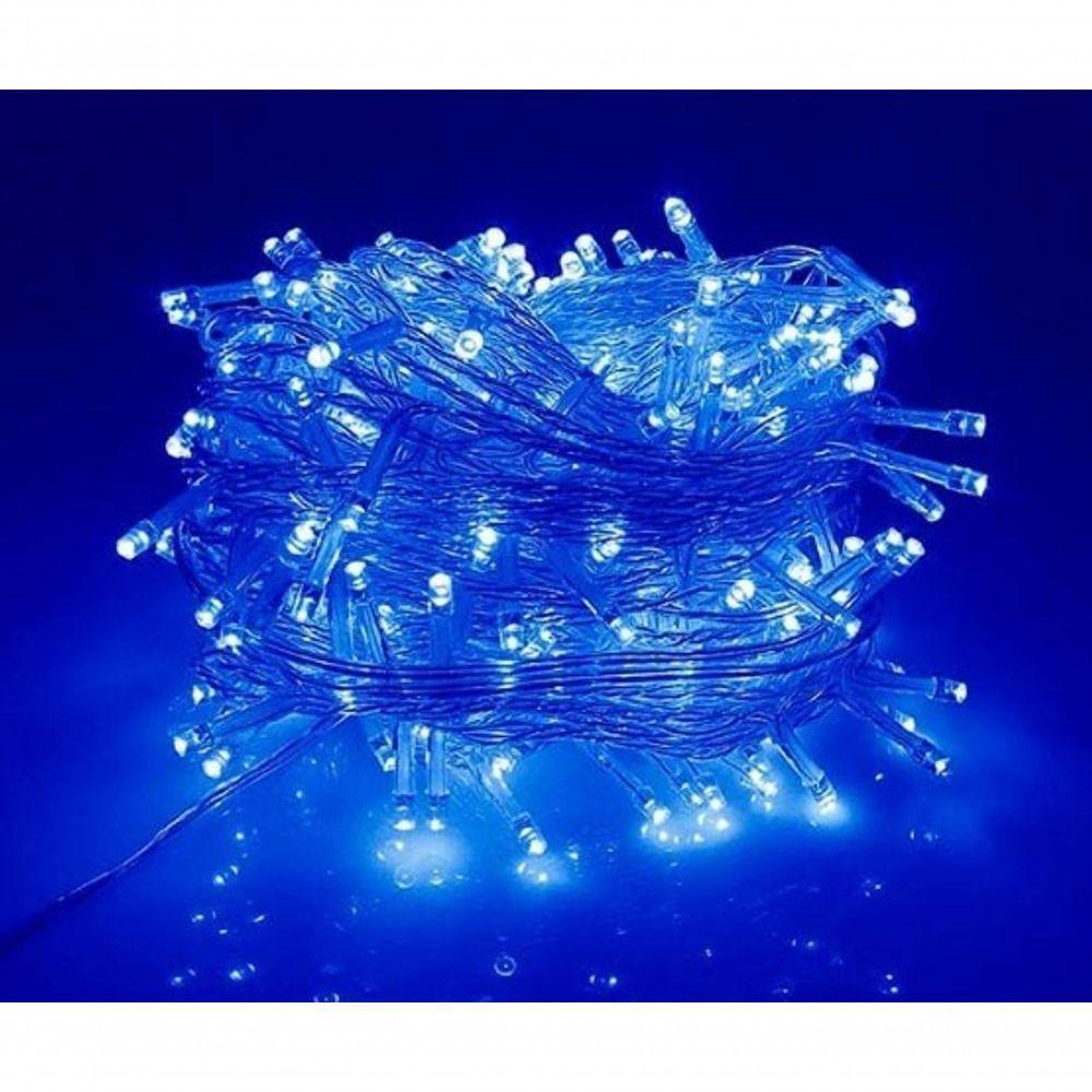 Pisca Cordão Varal Natal 100 Lâmpadas Leds Azul De 10m 220v - 3