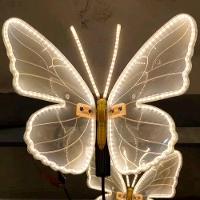 Borboleta Leds Amarelo Natal Movimento Suporte 40cm Bivolt - 3