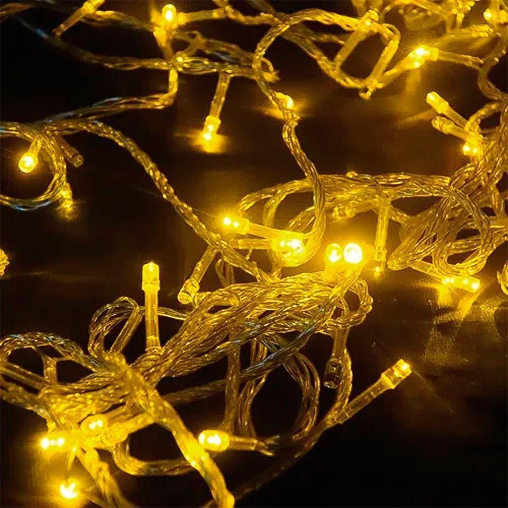 Pisca Cortina Natalina 900 Lâmpadas Led Amarelo De 127v 4x3m - 4
