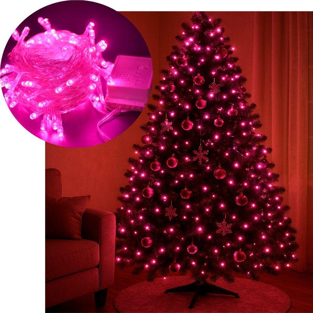 Pisca Cordão Varal Natal 100 Lâmpadas Leds Rosa De 10m 220v - 1