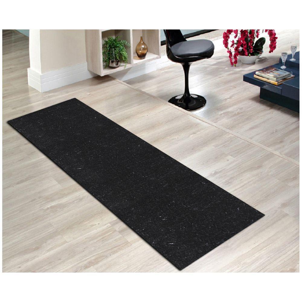 Tapete Passadeira Simples Aveludado 50x300 Borda Sem Costura Preto Mescla - 1