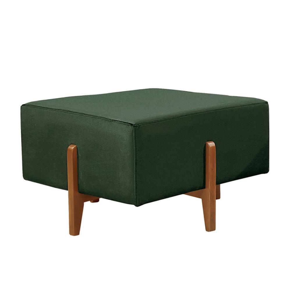 Puff Banqueta Zurik Luxo Madeira Maciça Castellar Móbile Veludo Verde - 1
