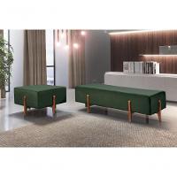 Puff Banqueta Zurik Luxo Madeira Maciça Castellar Móbile Veludo Verde - 4