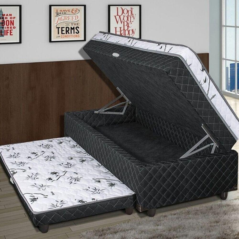 Bibox Solteiro Com Baú E Auxiliar 5cm Cinza - 2