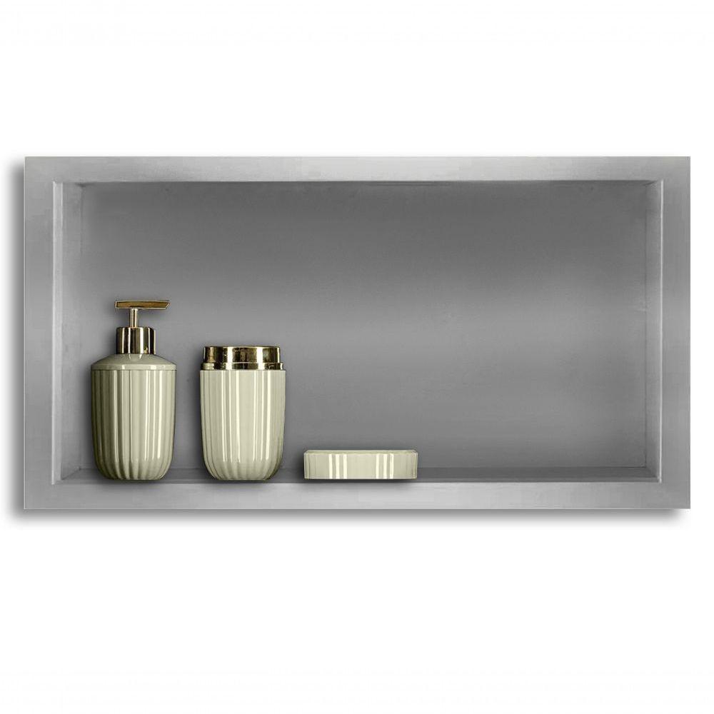 Nicho Para Banheiro E Cozinha Parede Embutir 30x60 Liso Cinza - 2