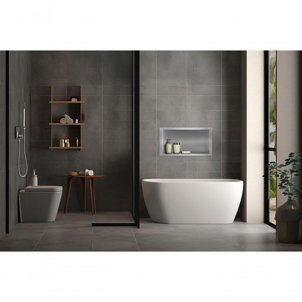 Nicho Para Banheiro E Cozinha Parede Embutir 30x60 Liso Cinza - 4