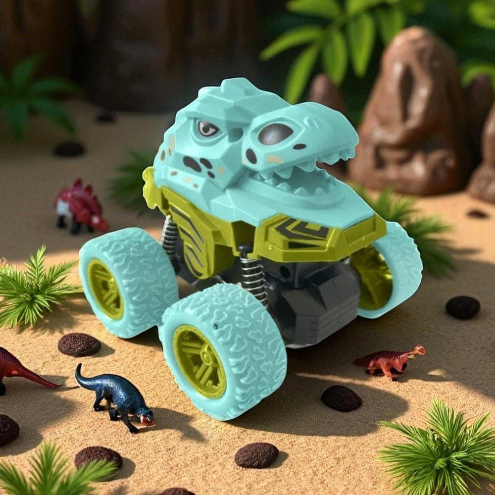 Carrinho Fricção Monster Truck 1:64 Escala Angry Cars Jurassic T-rex Azul - 2
