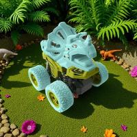 Carrinho Fricção Monster Truck 1:64 Escala Angry Cars Jurassic Triceratops Azul - 2