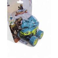 Carrinho Fricção Monster Truck 1:64 Escala Angry Cars Jurassic Triceratops Azul