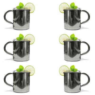 Kit 6 Canecas Moscow Mule Lisa Drink Aço Inox Premium 420ml Inox
