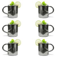 Kit 6 Canecas Moscow Mule Lisa Drink Aço Inox Premium 420ml Inox - 1