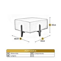 Puff Banqueta Zurik Luxo Madeira Maciça Castellar Móbile Linho Cappuccino - 3