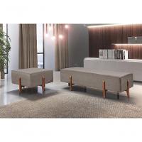 Puff Banqueta Zurik Luxo Madeira Maciça Castellar Móbile Linho Cappuccino - 4