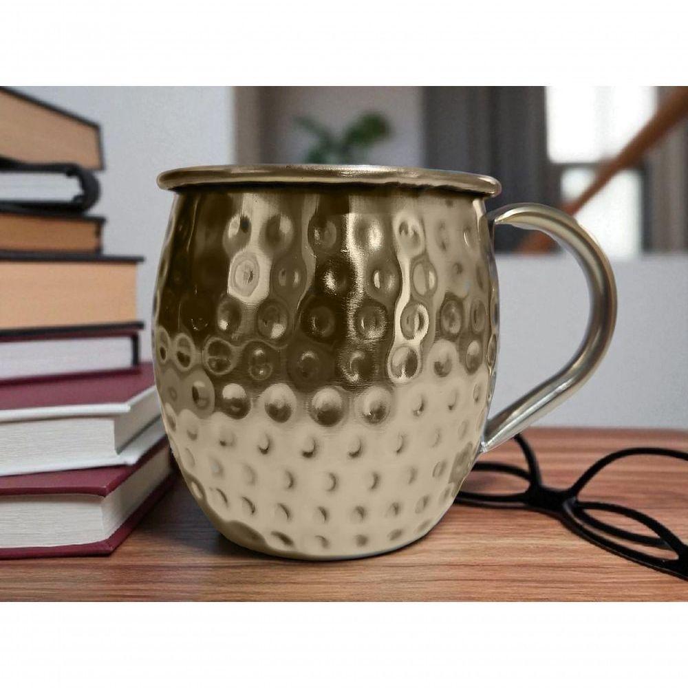 Caneca Moscow Mule Martelada Drink Premium 580ml Dourada - 4