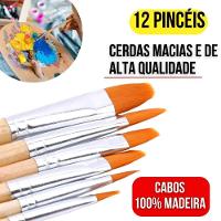Kit 12 Pincéis Artisticos E Paleta Gode Pontas Fina Chata - 6
