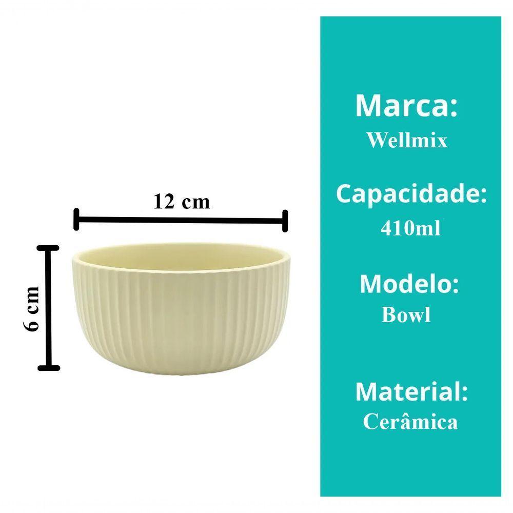 Bowl Tigela Cumbuca De Cerâmica Bege 12cm Salada Fruta - 6