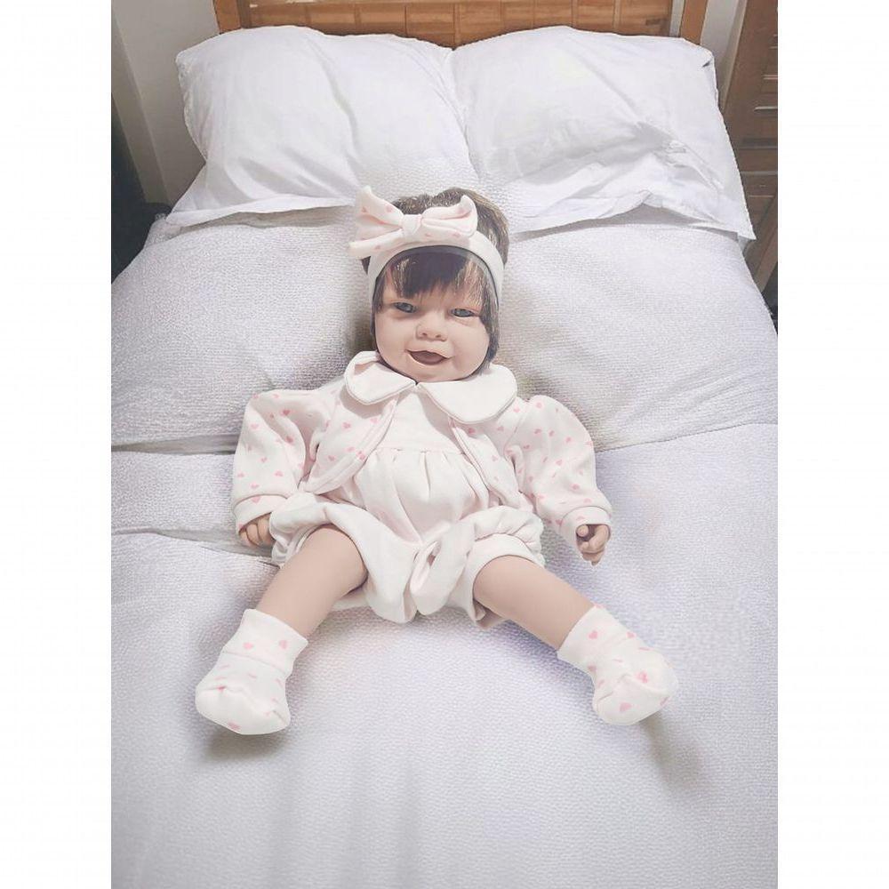 Boneca Bebê Real Recém Nascida Baby Reborn Cabelo 42cm 5085 - 4