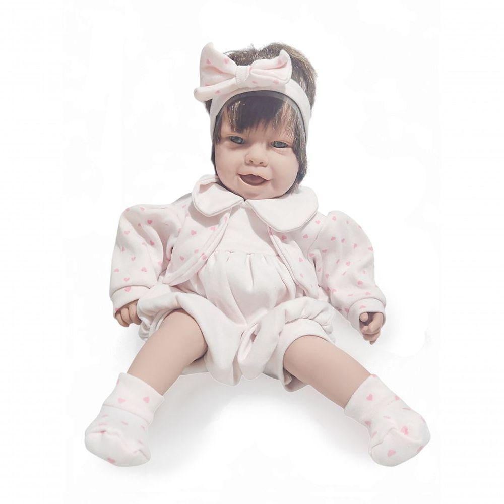 Boneca Bebê Real Recém Nascida Baby Reborn Cabelo 42cm 5085 - 7