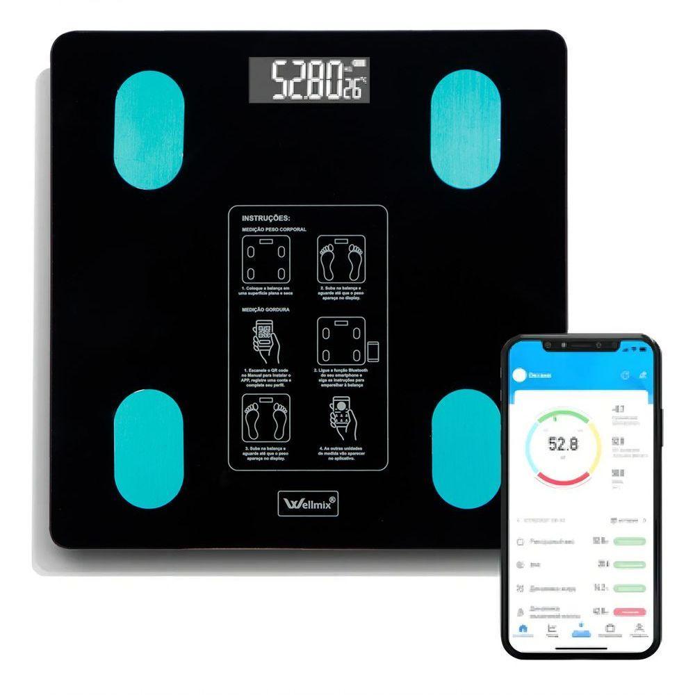 Balança Digital Bioimpedância 180kgs Aplicativo Bluetooth - 1