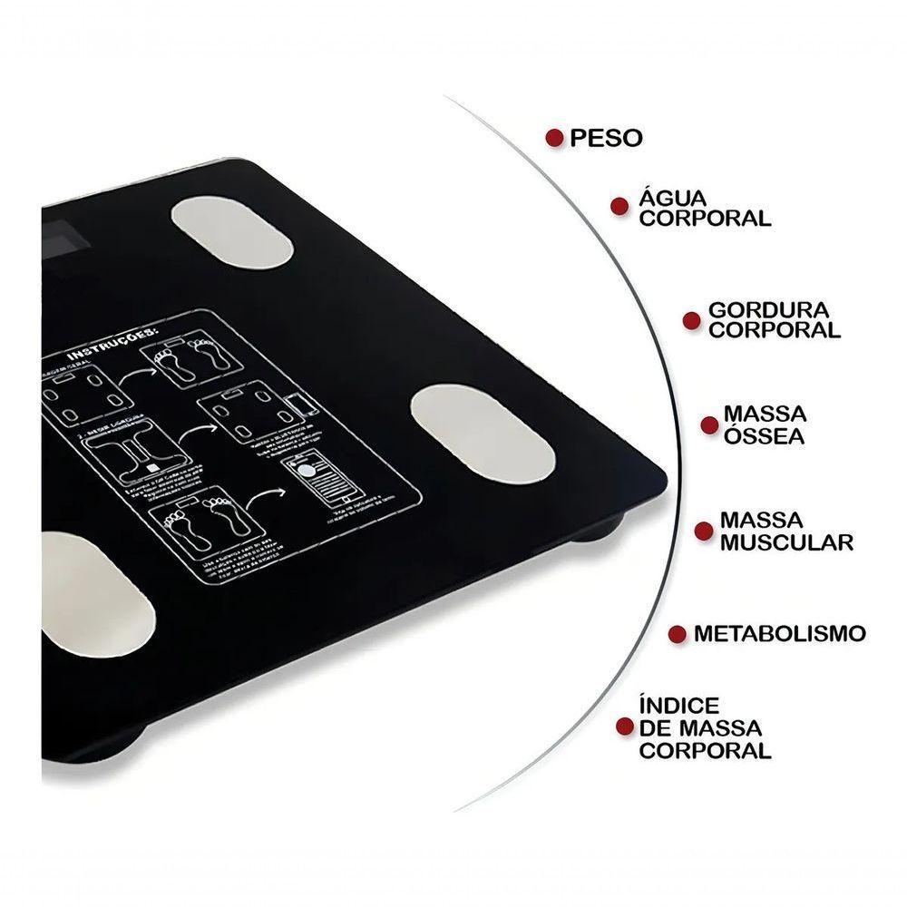 Balança Digital Bioimpedância 180kgs Aplicativo Bluetooth - 2