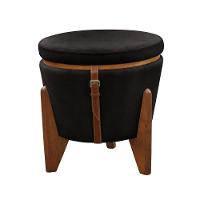 Puff Banqueta Fênix Baú Mesa Castellar Móbile Corino Preto - 1