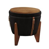 Puff Banqueta Fênix Baú Mesa Castellar Móbile Corino Preto - 5