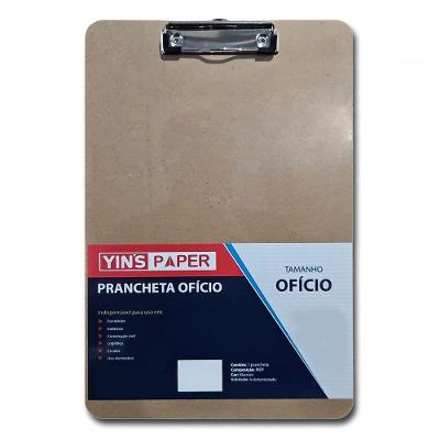 Prancheta De Madeira Ofício Mdf Com Predendor Metal 35x24 Marrom N-a