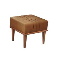 Puff Banqueta Maya Luxo Madeira Maciça Castellar Móbile Corino Caramelo - 1