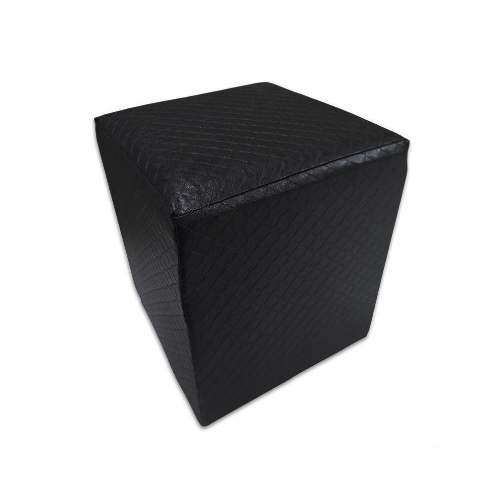 Kit 02 Mini Puff Banqueta Quadrado Decorativo Courino E Suede Preto Trançado Courino - 6