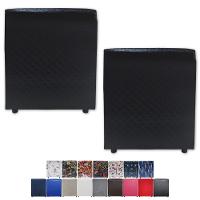 Kit 02 Mini Puff Banqueta Quadrado Decorativo Courino E Suede Preto Trançado Courino - 2