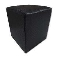 Kit 02 Mini Puff Banqueta Quadrado Decorativo Courino E Suede Preto Trançado Courino - 5