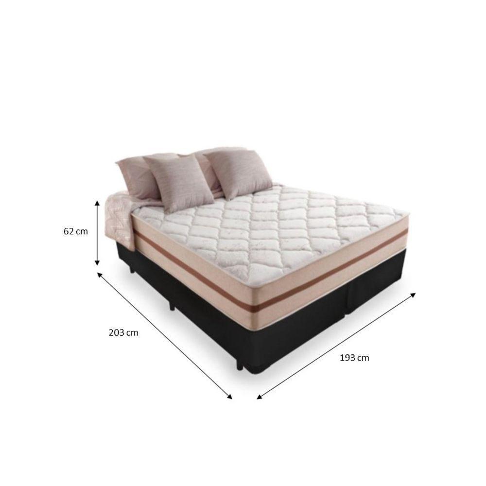 Cama Box King Tecido Sintético Preto Com Colchão Pillow Angel - Bello Box - Molas Ensacadas 62x193x203 - 2