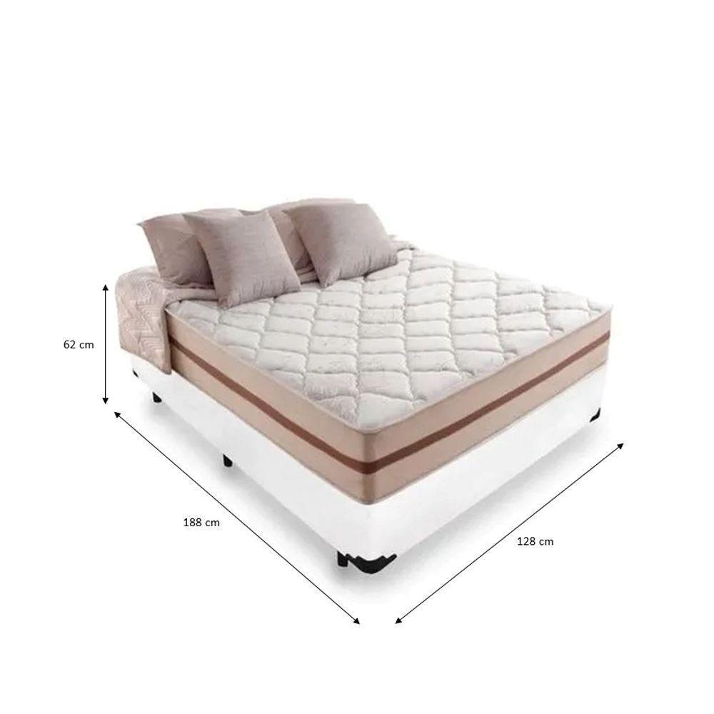 Cama Box Viúva Tecido Sintético Branco Com Colchão Pillow Angel Molas Ensacadas - 2
