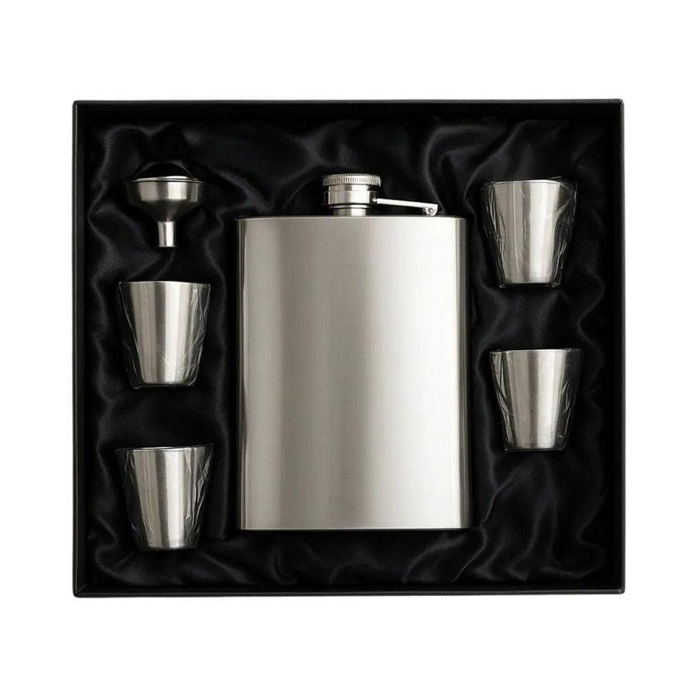 Kit Cantil De Bolso Inox Copos Funil Portátil Premium 6 Pçs - 1