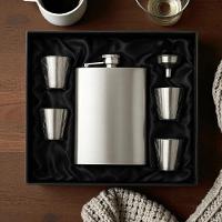 Kit Cantil De Bolso Inox Copos Funil Portátil Premium 6 Pçs