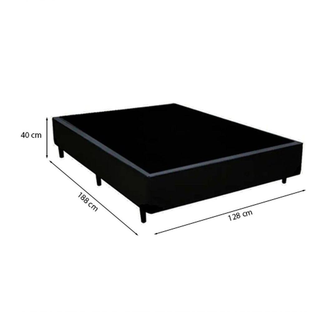 Cama Box Viúva 128 Tecido Sintético Preto Com Colchão Polônia Bello Box - D28 65x128x188 - 3