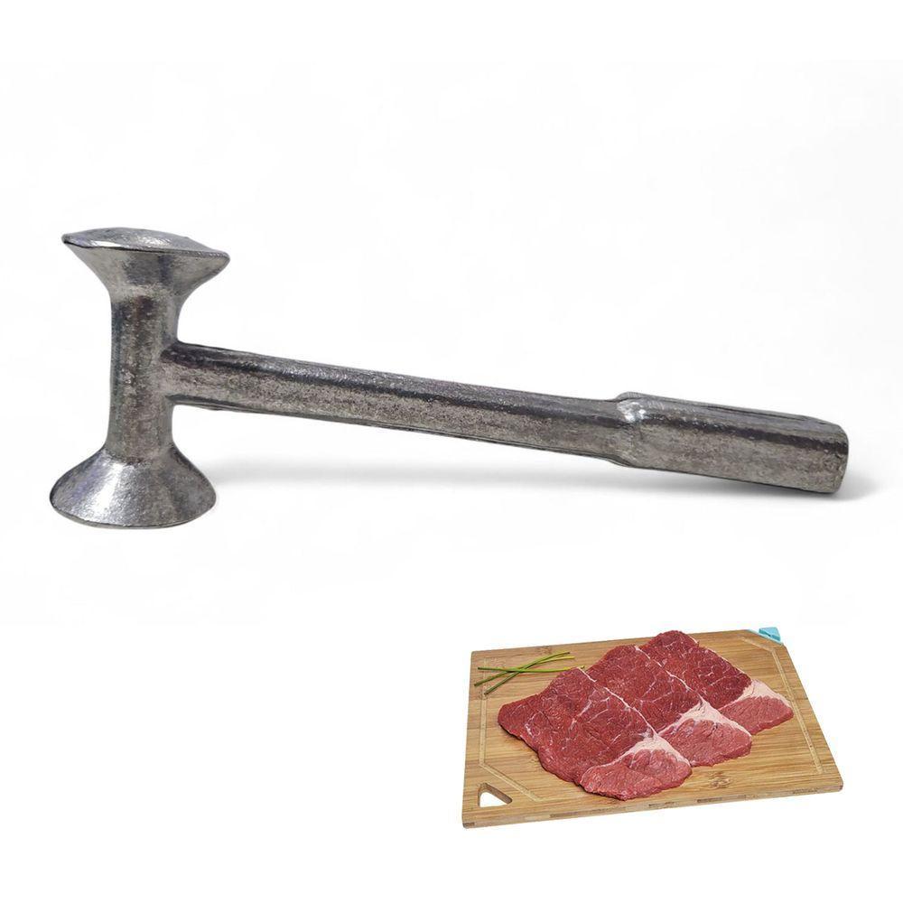 Kit 02 Martelo Amaciar Bater Carne Bife Alumínio Inteiriço - 5