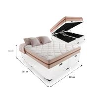 Cama Box Baú Casal Bipartido Tecido Sintético Branco Com Colchão Pillow Angel - Bello Box - Molas Ensacadas 62x138x188 - 2