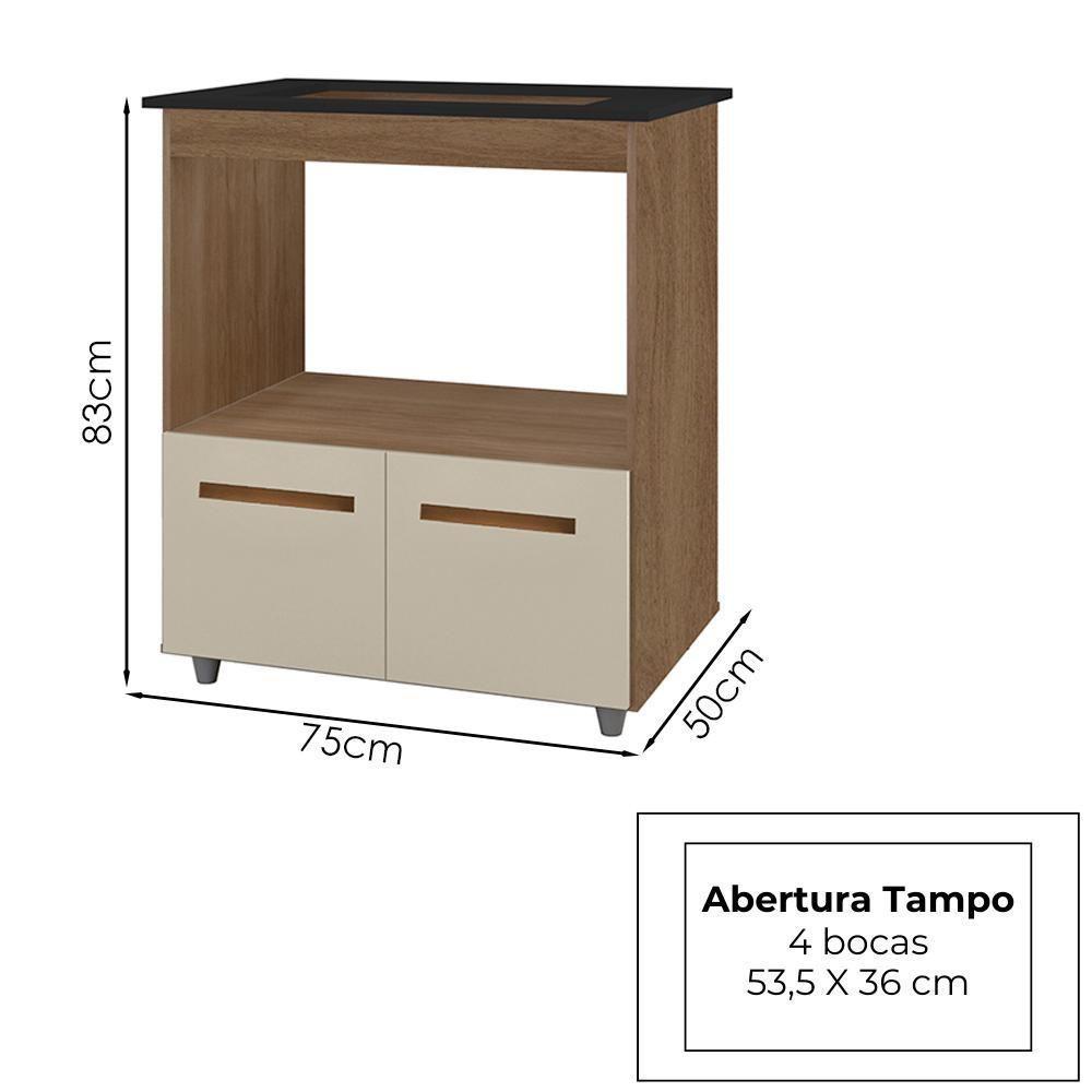 Balcao Com Tampo Cooktop 4 Bocas 75cm 9440 Savana Off White Mobbs Savana Off White - 3